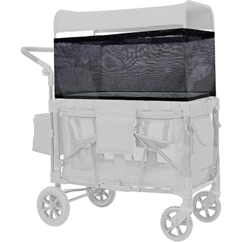 Mosquito Sunshade Net Canopy Compatible for Wonderfold W4/W2 Stroller Wagon 4-Sided Breathable Lightweight Mesh Protection from Insects for Wagon Universal(Black)