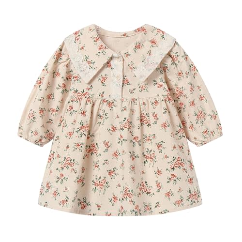 Baby Girl Floral Dress Brushed Cotton Knee Length Fall Outfit 6M-4T