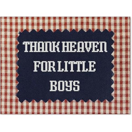 Unframed Thank Heaven for Little Boys Wall Art Vintage Red Gingham Quote Posters Trendy Preppy Kids Canvas Prints for Nursery Boys 8x10 inch