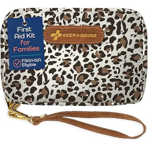 Keep Going Travel First Aid Kit for Kids – 130 Pc.for Purse, Diaper Bag, Backpack, & Suitcase, with Latex-Free Bandages – 7 x 5 x 2 in. Travel First Aid Kit TSA-Approved