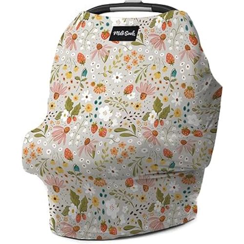 Milk Snob Original 5-in-1 Cover - Nursing Cover for Breastfeeding - Baby Carseat Canopy & Stroller - Essential All-in-One Design - Gift for Mom, Baby (Strawberry Fields)