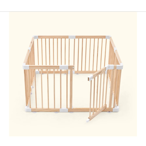 HARPPA Wooden Baby Gate Playpen | Non-Toxic Foldable DIY Adjustable Play Yard for Infants & Toddlers – Natural Finish Baby Fence for Small & Large Spaces