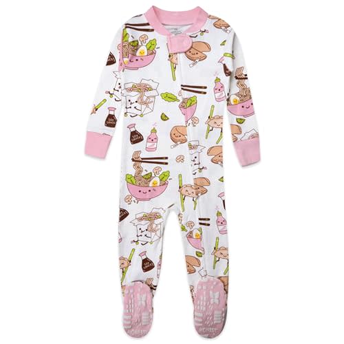HonestBaby Non-Slip Footed Pajamas One-Piece Sleeper Zip-Front Pjs 100% Organic Cotton for Baby Girls