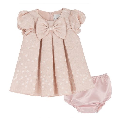 Rare Editions Baby Girls Cap Sleeve Dotted Brocade Empire-Waist Dress