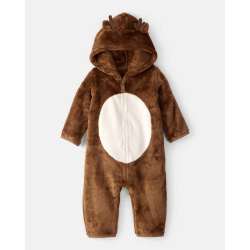 Baby Reindeer Sherpa Hooded Jumpsuit - Brown - Carter's | Carter's