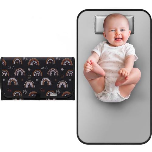 Babebay Portable Diaper Changing Pad, Waterproof Foldable Travel Changing Mat for Baby Boy Girl, Lightweight Travel Changing Station, Boho Geometric Pattern