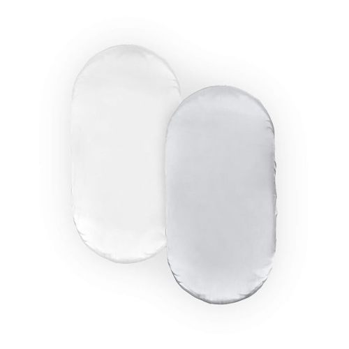 2 Pack Satin Bassinet Sheets, Great for Baby Sensitive Hair, White and Gray
