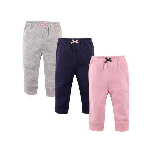 Luvable Friends Baby Girl Tapered Ankle Pants, 3-pack
