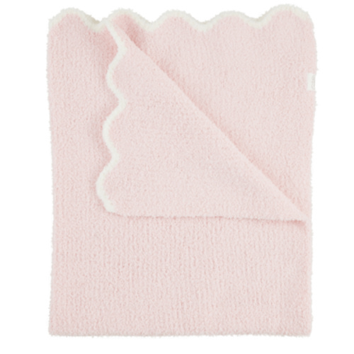 Pink Scallop Chenille Blanket - Cozy Knit Design | Mud Pie