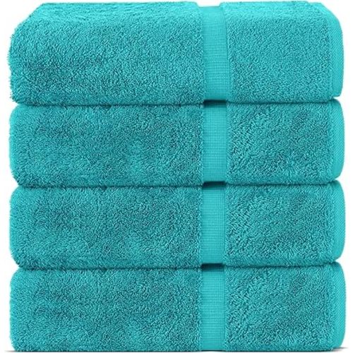 Chakir Turkish Linens | Hotel & Spa Quality 100% Cotton Premium Turkish Towels | Soft & Absorbent (4-Piece Bath Towels, Aqua)