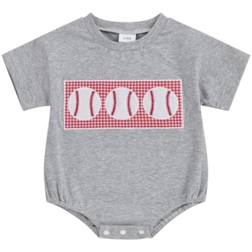 Baby Boy Golf Baseball Outfit Golf Cart/Baseball Embroidery Short Sleeve Bubble Romper Onesie Cute Summer Clothes