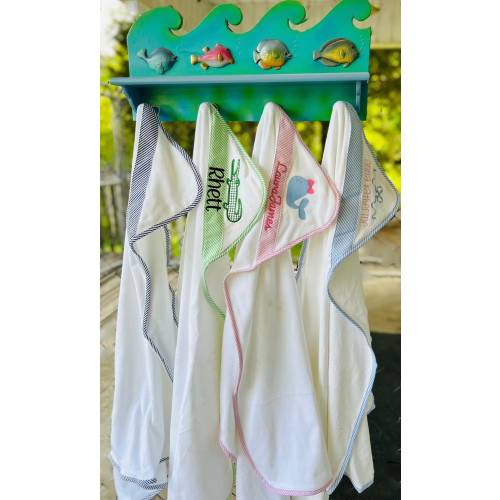 Hooded Bath Towel, Monogrammed Baby Towel, Seersucker Towel, Baby Gift, Baby shower gift, Beach Towel with Hood, Seersucker Beach Towel
