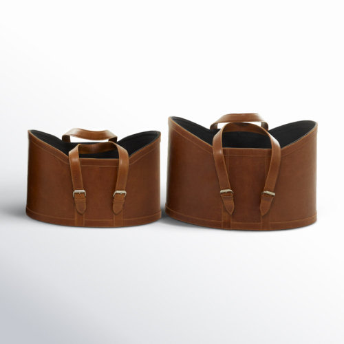 Birch Lane™ 2 Piece Leather Basket Set & Reviews | Birch Lane