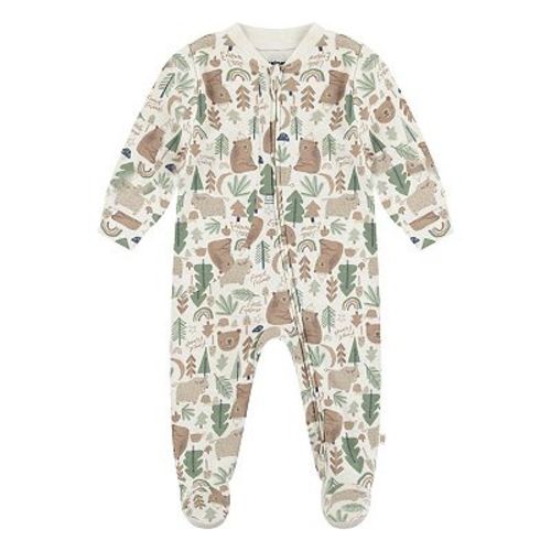 Newborn Baby Boys Huggies Babywear® Organic Forest Print Sleep & Play 2-Way Zip Coveralls