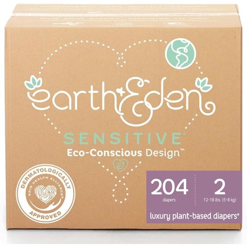 Earth & Eden Sensitive Baby Diapers, Newborn, No Harsh Chemicals, 108 ct | Eco-Conscious, Hypoallergenic, No Harsh Chemicals, Dermatologically Approved