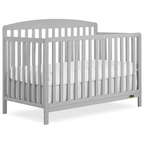 Dream On Me Odelle 5-in-1 Convertible Full-Size Baby Crib in Matte Black, GreenGuard Gold & BSA Converts to Toddler, Day & Full-Size Bed Sustainable Pinewood, 3 Mattress Heights