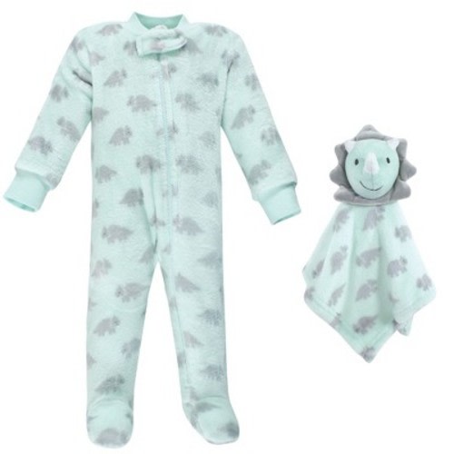 Hudson Baby Infant Boy Flannel Plush Sleep and Play and Security Toy, Triceratops, 0-3 Months