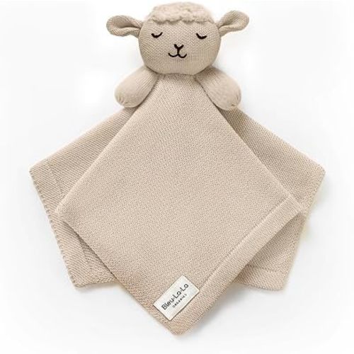 Organic Baby Lovey Security Blanket – Ultra-Soft Comfort Blanket for Newborns & Toddlers, Plush Snuggle Toy for Soothing, Perfect for Boys & Girls (Sheep - Oatmeal)