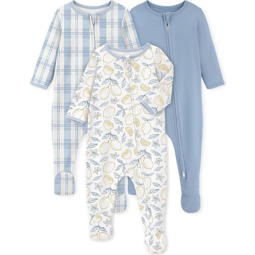 Yoofoss Baby Pajamas 100% Organic Cotton Baby Sleepers for Newborn 0-3 3-6 6-9 Months Boys Girl Clothes 3pcs Footed PJs