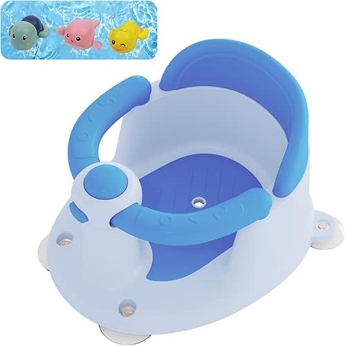 Baby Bath Seat for Babies 6 Months & Up, Bath Seats for Babies Sitting Up, 3 Baby Bath Toys, Open Design Bathtub Seat for Baby, Non-Slip, Compact Toddler Bath Seat.
