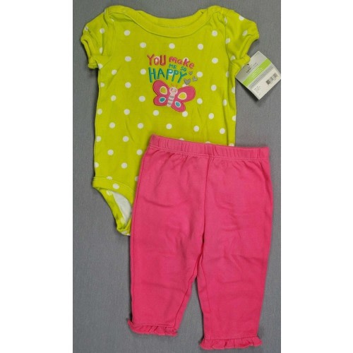 New 3 Month Baby Girl Clothes Carter's Vintage 2Pc You Make Me Happy Outfit