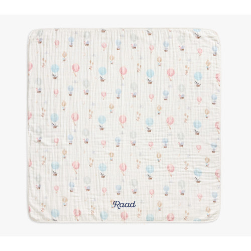 Hot Air Balloon Oversized Organic Muslin Baby Blanket