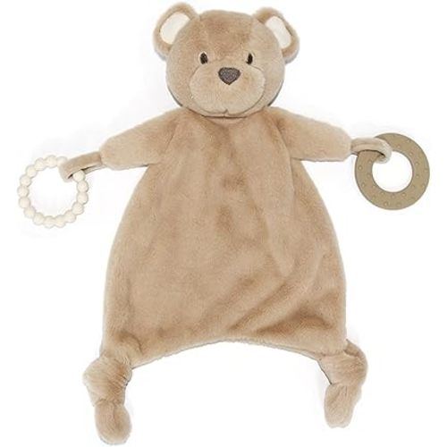 Loveys for Babies, Lovey Including Teether, Soft Stuffed Animals Security Blanket, Baby Snuggle Toy, for Newborn Boys and Girls(Bear)