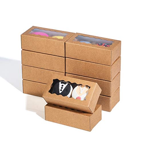 JCXGRVC 35PCS 4.17 x 2.16 x 1.37 Inches Macaron Boxes for 2, Macaron Packaging, Macaron Containers with Window for Wedding, Thank You Favors Boxes