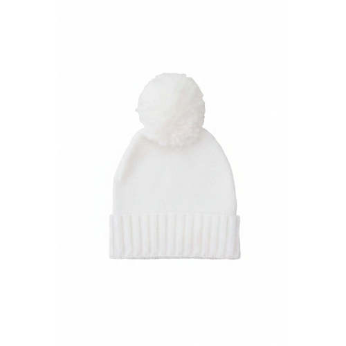 Newborn Knit Baby Pom Pom Beanie in Snow | Caden Lane