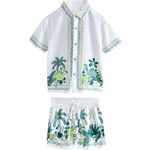 Kids' Dino Short Sleeve Button-Up Shirt & Shorts Set, 12-18M