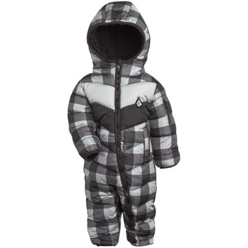 Volcom Boy Baby Snowsuit - Soft Fleece Lined Insulated Pram Infant Snowsuit with Sherpa Lined Hood - Baby Winter Clothes