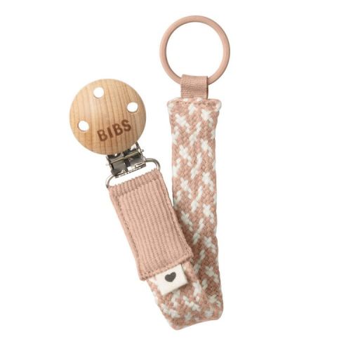 Bibs Braided Pacifier Clip - Blush/Ivory