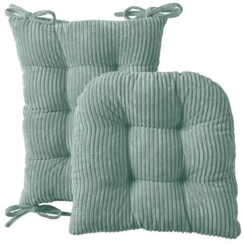 2 Piece Velvet Rocking Chair Cushion Set – Tufted Upper & Lower Cushions with Non-Slip Backing, Mint