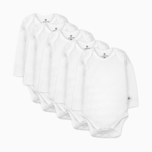 Honest Baby Clothing 5-Pack Organic Cotton Long Sleeve Bodysuit - Bright White, 0-3 M