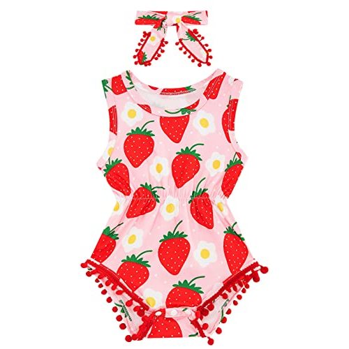 BFUSTYLE Baby Girl Clothes 0-24 Months Outfit Sleeveless Infant Romper Bodysuit with Headband