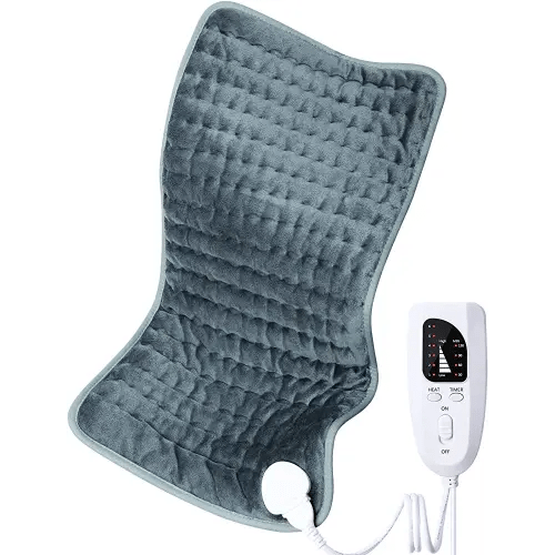 Electric Heating pad for Back/Shoulder/Neck/Knee/Leg Pain Relief, 6 Fast Heating Settings, Auto-Off, Machine Washable, Moist Dry Heat Options, Extra Large 12"x24"(Gray)