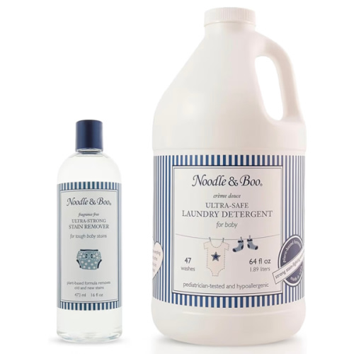 Noodle & Boo Baby Laundry Bundle, Ultra-Strong Stain Remover, Fragrance-Free 16 Fl Oz + Ultra-Safe Baby Laundry Detergent, Crème Douce Scented 64 Fl Oz