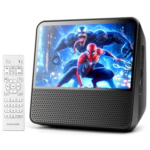 9.8" Portable DVD Player, 7" 1024x600, DVD & CD, Bluetooth 5.1 & 4000mAh | Bluetooth 5.1 TX & RX, compact, family car travel home, 3-5 hour playback, USB/AUX, plays DVD/CD, AV to TV, resume playback