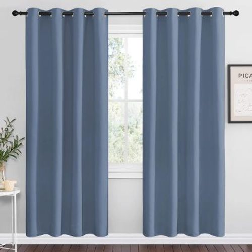 NICETOWN Grommet Top Blackout Curtains 2 Panels 55"x78" Stone Blue Thermal Insulated Noise Reducing for Bedroom