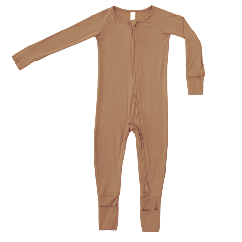 Bamboo Viscose 2 Way Zipper Romper - Clay