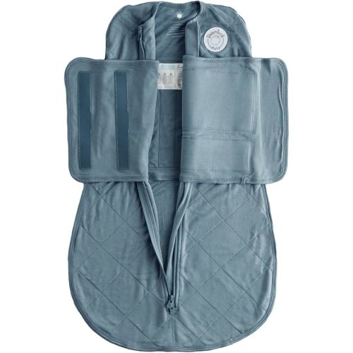 Dreamland Baby Viscose Swaddle Blanket (0-6 Months). 1.0 TOG Ultra Soft Swaddle Blanket w/Built in Band. 97% Viscose, 3% Spandex (Ocean). Mom-Owned US Business, Premium Materials