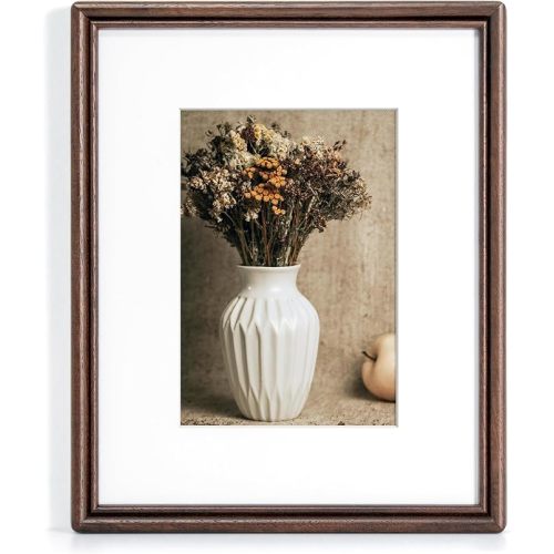 RICHFOCUS 8x10 Picture Frame, Natural USA-Sourced Solid Walnut Wood Picture Frame with Tempered Glass, Handcrafted Rounded Corner 8 by 10 Wooden Frame Matted to 5x7 Photo for Wall & Tabletop Display