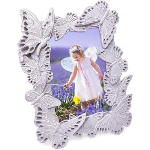 Isaac Jacobs 4x6 Lavender Vintage-Inspired Ornate Butterfly Picture Frame