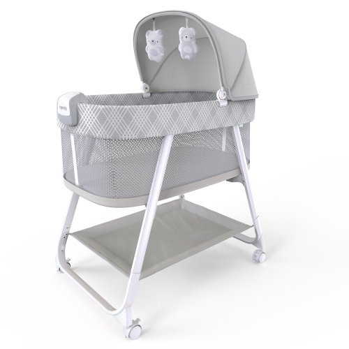 Ingenuity Lullanight Soothing Vibrations Bassinet for Baby with Locking Wheels & Night Light, Newborn to 5 Months - Gem
