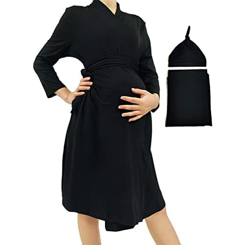 SUFEINI Swaddle Set with Matching Mommy Robe, Maternity Robe Nursing Hospital Delivery Labor Robes Pregnancy Women Loungewear