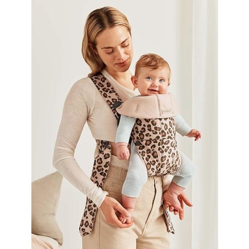 BabyBjörn Baby Carrier Mini, Cotton, Beige/Leopard | Newborn Carrier (7-25 lbs), Ergonomic, Easy-to-Use
