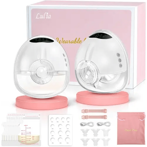 Lulia Breast Pump Hands Free, Wearable Breastfeeding Pump with 4 Mode and 9 Level, Strong Suction, Painless, Anti-Backflow, BPA Free, Portable Electric Breast Pumps with 17/19/21/24MM Flanges