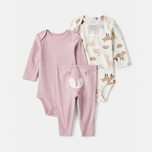 Baby Girls Carter's 3-pc. Woodland Creatures Long-Sleeve Bodysuit & Pant Set