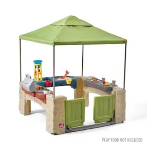 All Around Playtime Patio with Canopy Kids Outdoor Playset with Water Play, Shade and Playhouse with Kitchen Features