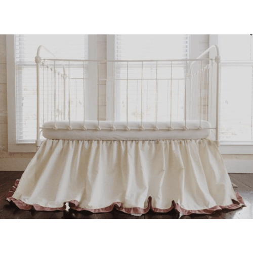 Ivory and Blush Ruffled Crib SKIRT for Baby Girls